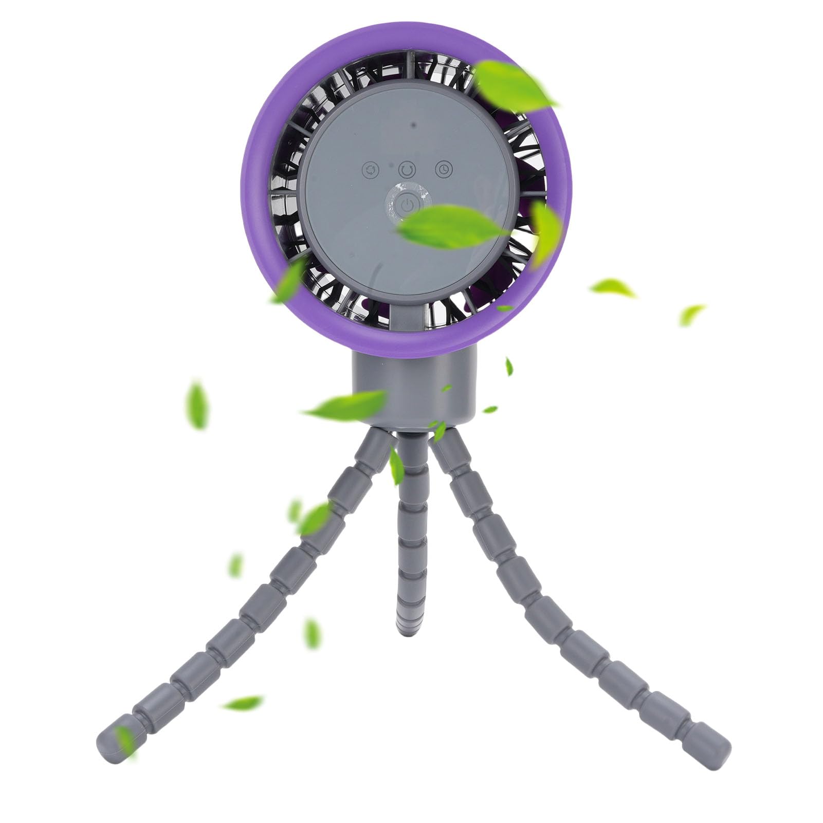 Mini Ventilador para Cochecito USB Recargable con Oscilación de 360 ​​​​grados y Pantalla Digital - Material: Plástico (GREY)
