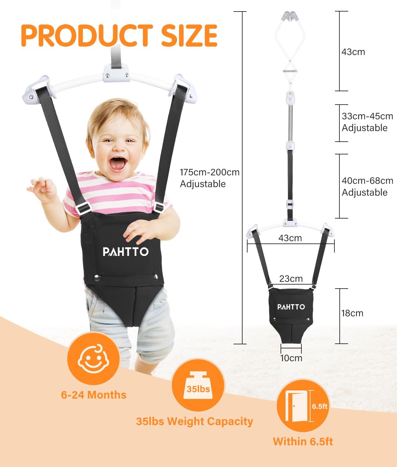 Baby Door Jumper with Soft Rug, Durable Toddler Bouncer with Adjustable Height-Funny Baby Walking Harness, Protable Baby Doorway Jumper for Indoor/Outdoor