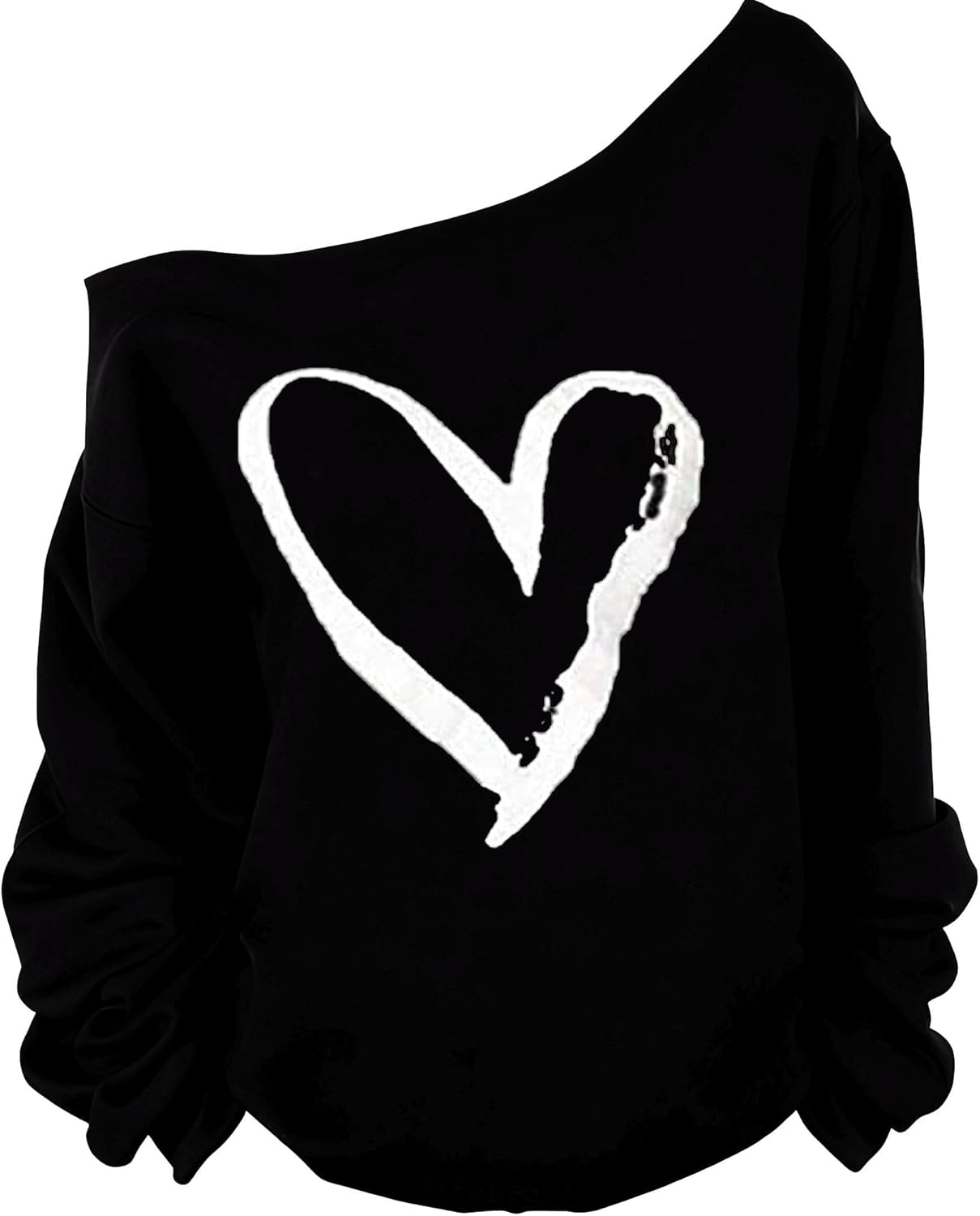 MAGICMK Woman’s Sweatershirt Lips Print Causal Blouse Off The Shoulder Long Sleeve Loose Slouchy Pullover Plus Size Tops