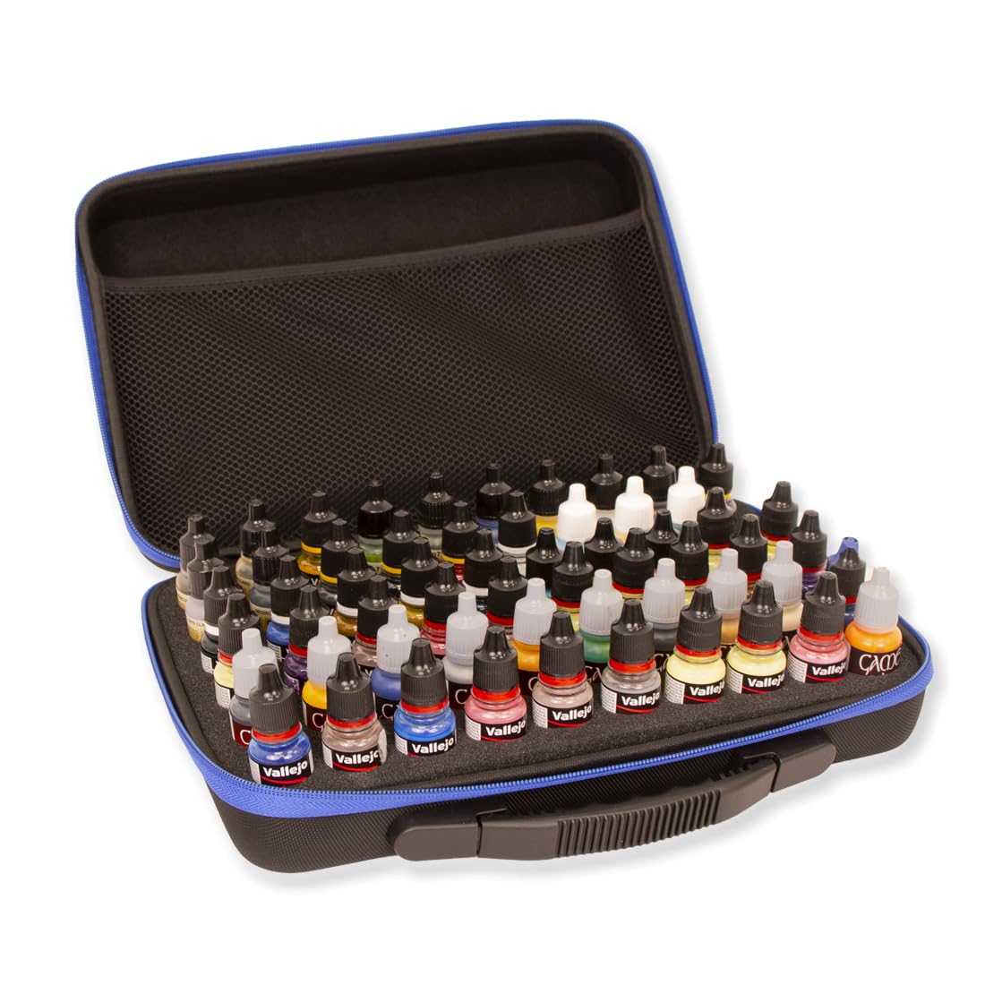 Hartem - Alcohol Ink Storage Case and Acrylic Paints Organizer for Modeling and Miniatures | Capacity for 60 Bottles | Foam Insert, Inner Pocket, and Double Zipper Closure
