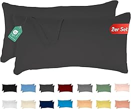 Livessa 2er Set Kissenbezug 40 x 80 cm - Kopfkissenbezug aus%100 Baumwolle Kissenhülle Bügelfrei & Knitterfrei mit Reißverschluss, 40x80cm Pillow Cover, atmungsaktiv, Oeko-Tex Zertifiziert