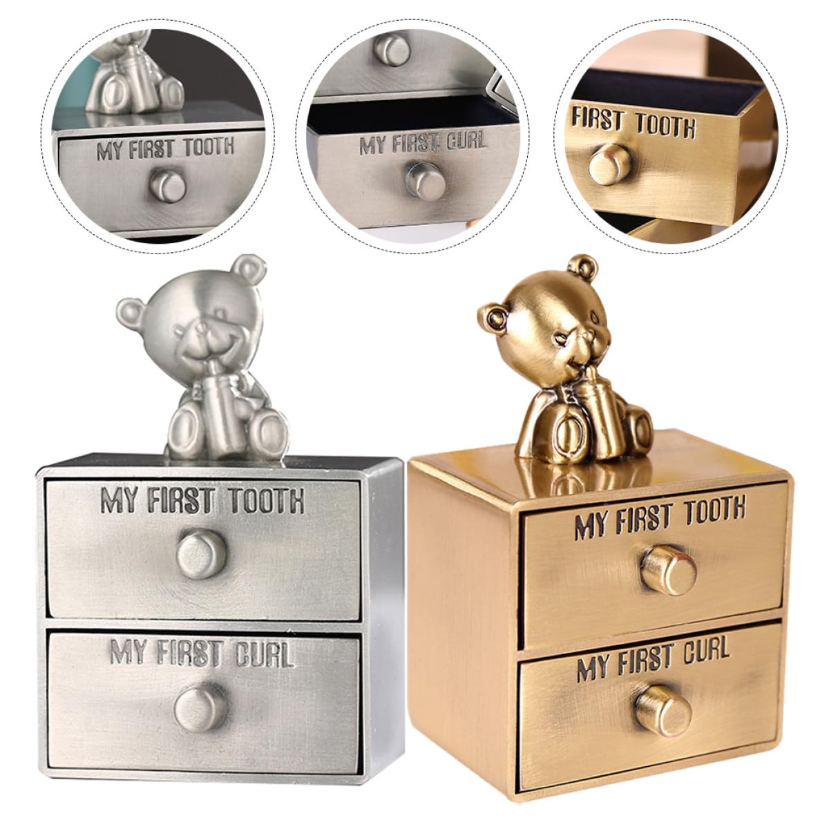 UKCOCO 2 Stück pack Metall Babyzahnbox Aufbewahrungsbox für Milchzähne und Erinnerungen Multifunktional zum Schutz und Geschenk zur Geburt für Babys