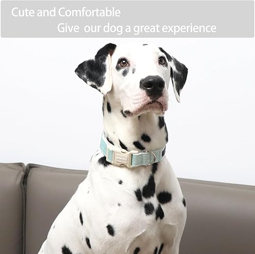 Miniatura 5 de Aring Pet Collar de algodón, ligero y ajustable, con hebilla de liberación rápida para perros pequeños, medianos y grandes, para cachorros, verde