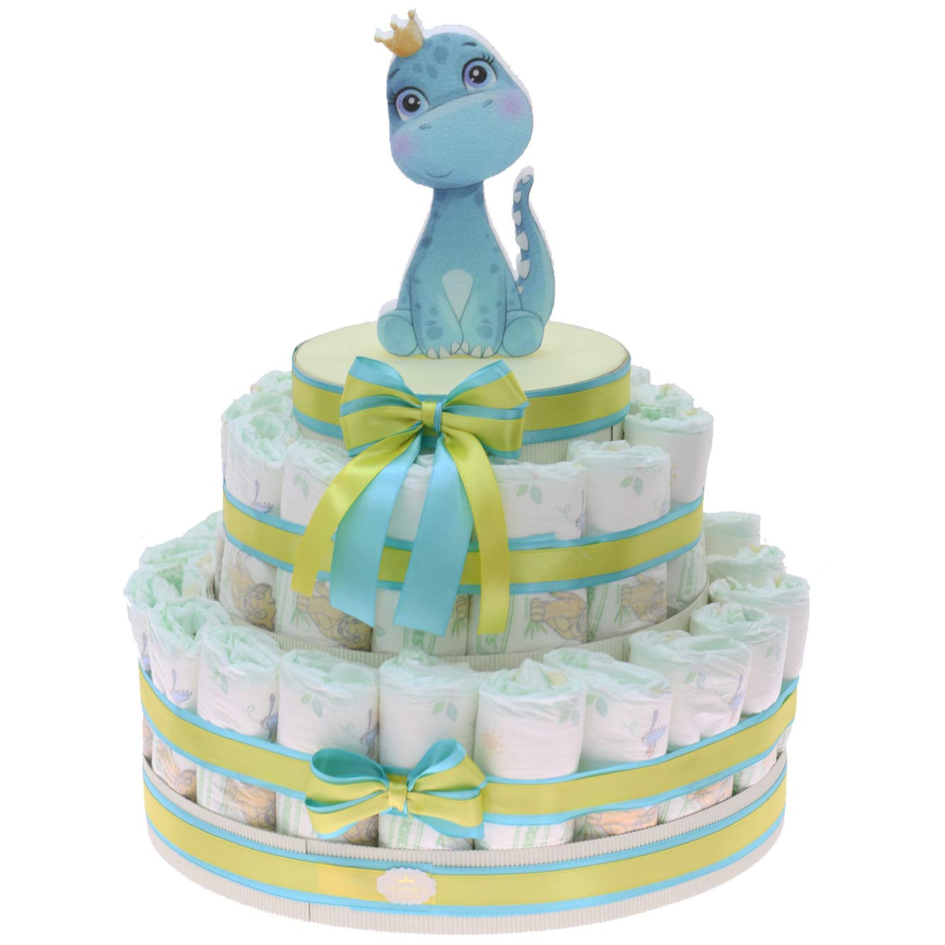 Viale Magico Torta Pannolini Neonato Dinosauro, Idea Regalo Nascita Economica e Originale (Pannolini da 30pz Dinosauro Louis)