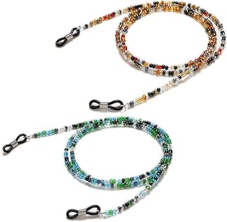 Lady Seven Women's Beaded Eyeglass Holder (Brown/Blue, 2 Pieces)