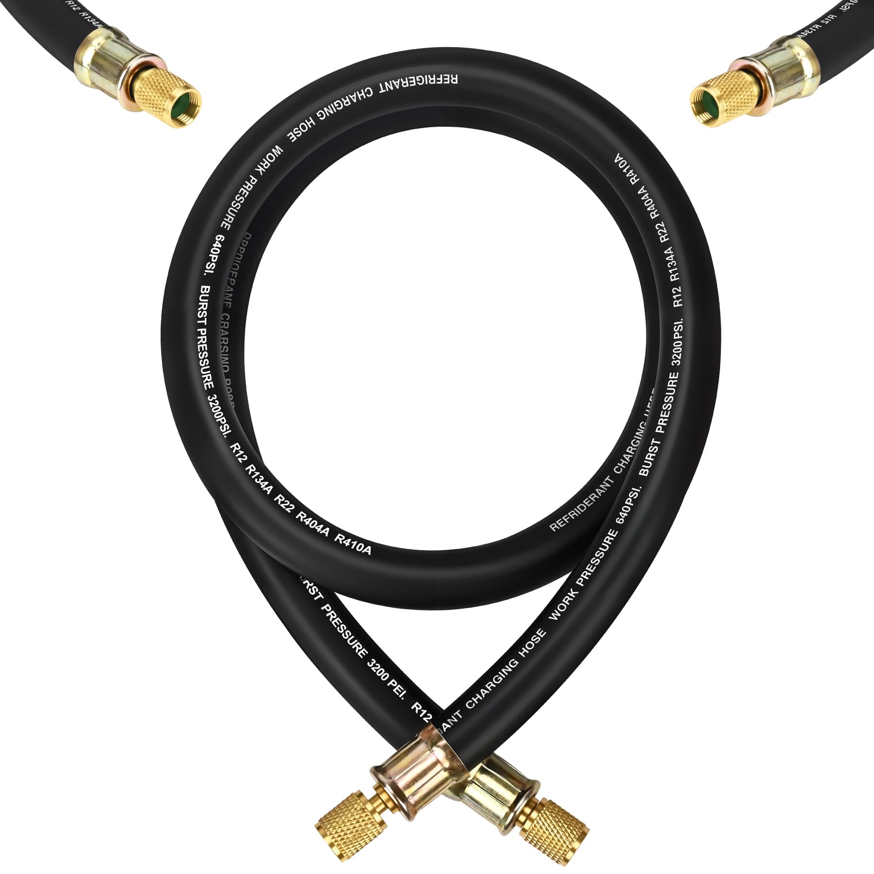 Upgrade 1/2" HVAC Vacuum Hose, 3/8" to 3/8" Fittings, 5 FT, Black