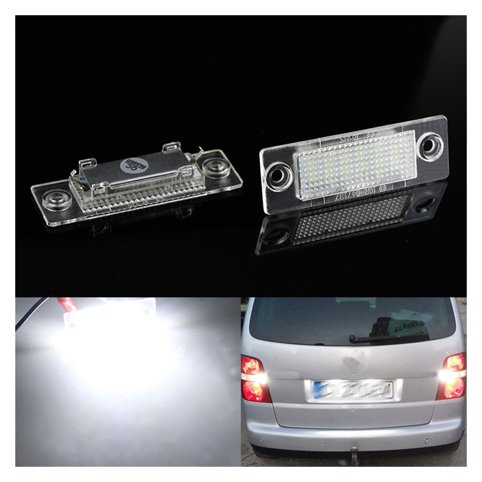 Luz LIGHT de placa de matrícula for coche, lámpara blanca Canbus superbrillante for Volkswagen Transporter T5 Caddy Touran Golf Passat, 2 uds.