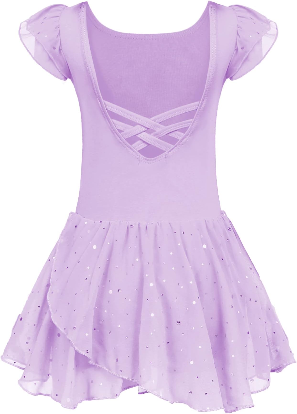 Arshiner Girls Ruffle Sleeve Ballet Dance Dress Tutu Skirted Leotard