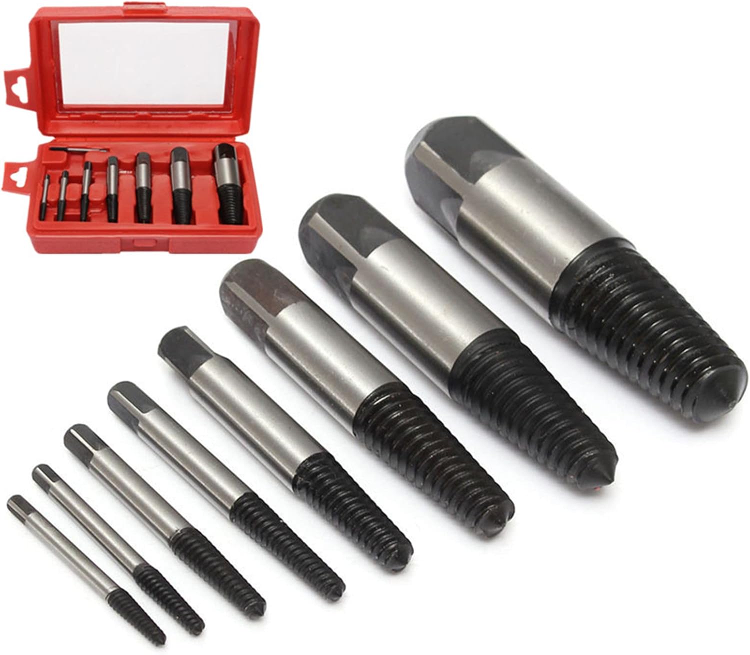 8pcs Broken Damaged Screwdriver Extractor, Pipe Screw Extractor Tools Set for Thread Broken Stud, Screw, Bolt Easy Back Out