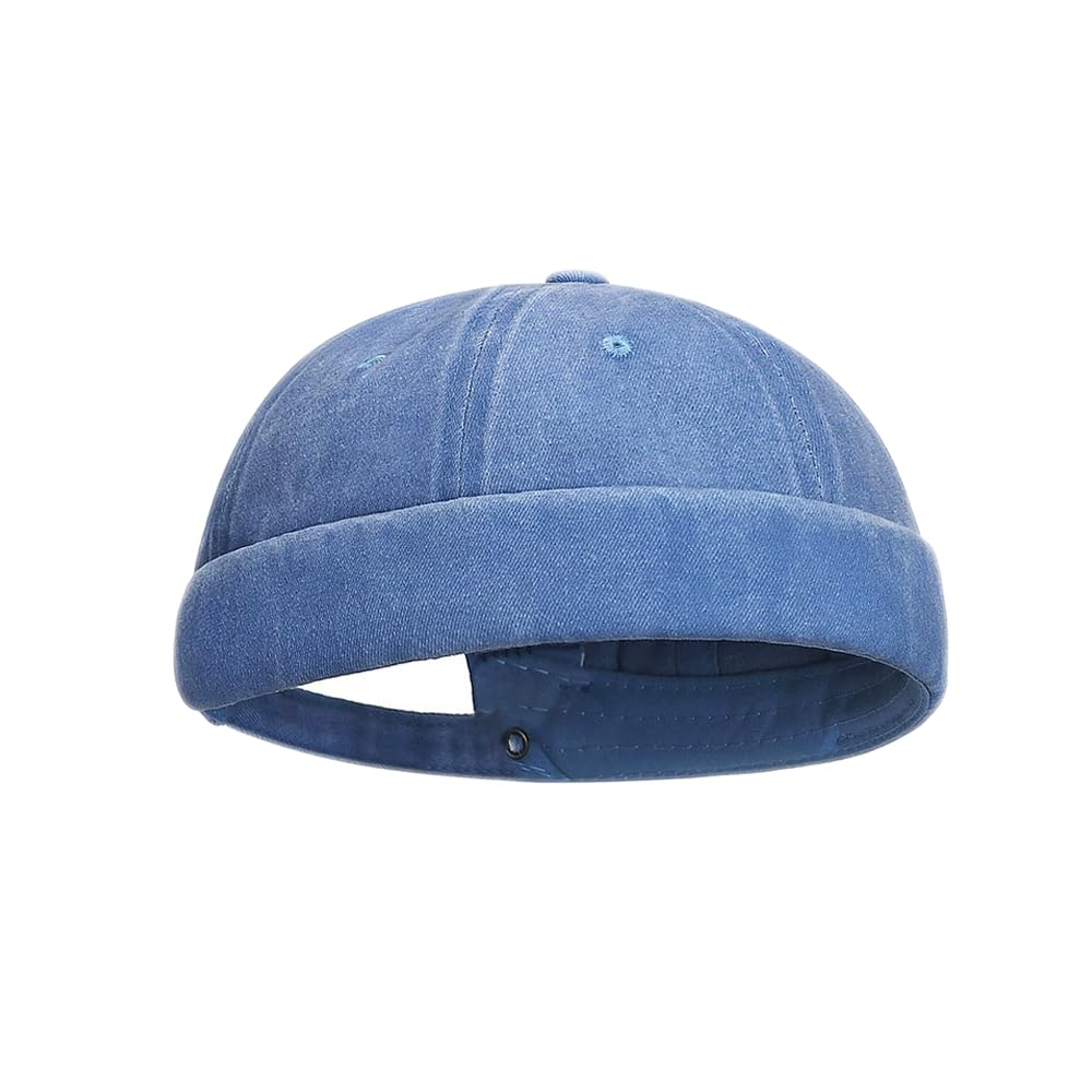 XYX Retro Beanie Hat Brimless Skull Hat Washed Cotton Rolled Cuff Sailor Cap for Men Women