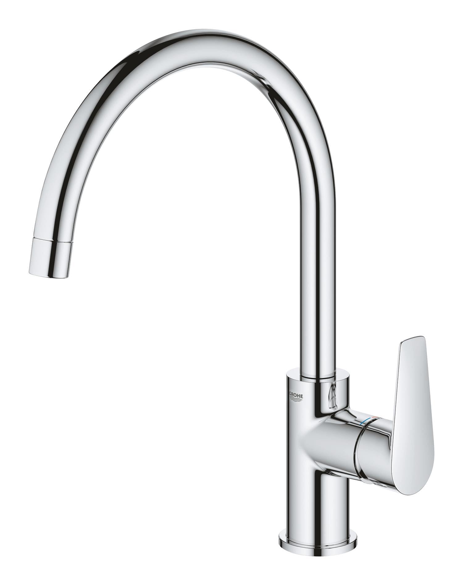 GROHE 30529001 Quickfix Start Edge, Rubinetto Miscelatore Monocomando per Lavello, Bocca Girevole, Sistema di Installazione Semplice, Cromo