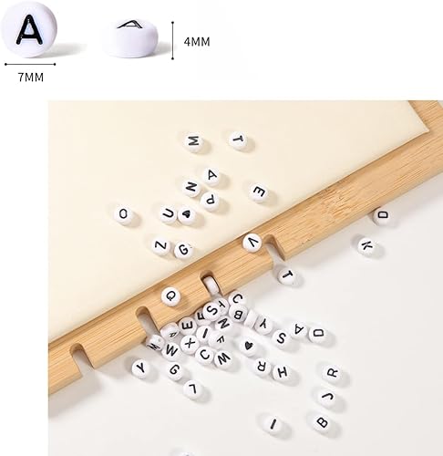 Miniatura 2 de Más de 1400 pulseras de cuentas de letras de 0.157 x 0.276 in con patrón de corazón A-Z y línea de cristal para hacer joyas, pulseras, collares,