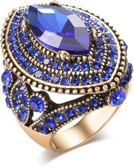 Amazon.com: CKHAO Women Ring - 32mm Big Size Antique Gold Plated ...