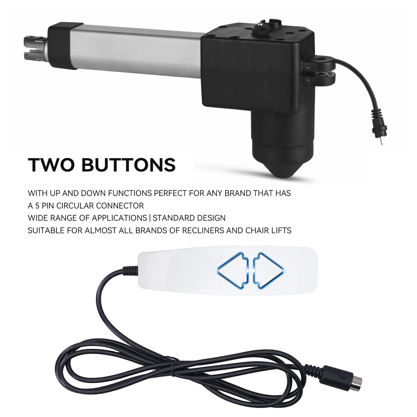 Snapklik.com : Lift Chair Remote Control Universal, 2 Button 5 Pin Hand ...