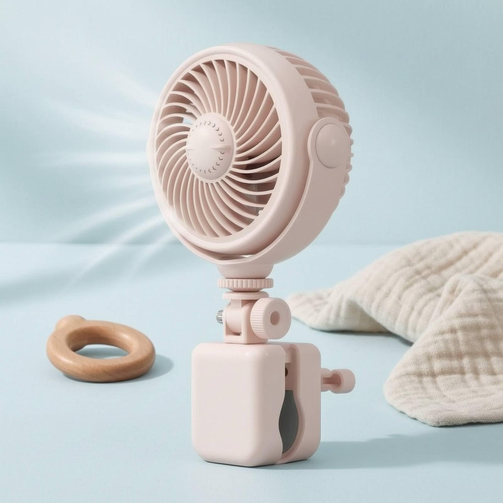 KESOTO Ventilador para Cochecito Bebé Ventilador de Carrito Ventilador de Pinza Ventilador Portátil con Dirección Precisa del Viento Rotación 720 Grados, Azul