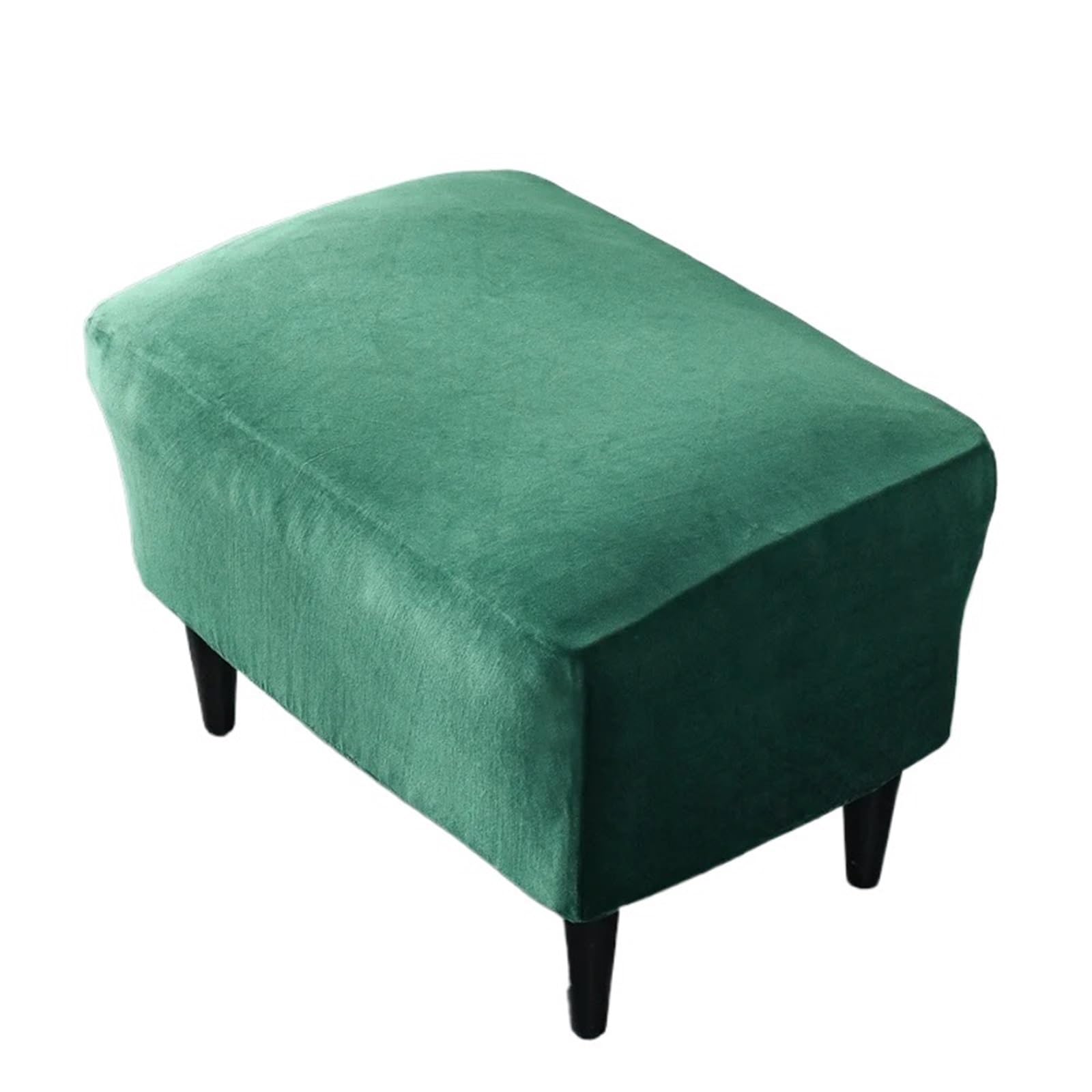 BOJHGO 1Pcs Velvet Ottoman Cover Solid Color Rectangle Stool Covers All-inclusive Footstool Furniture Protector Sofa Footrest Slipcovers to Clean Cover(Green)