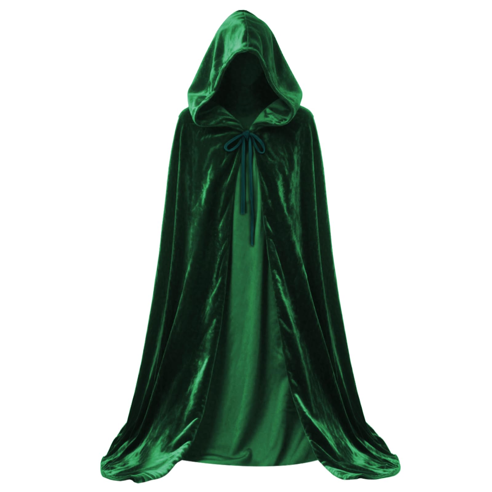 YAUOIPI Green Holloween Grim Reaper Cape,47.24 Inch/120cm Velvet Green Cloak,Halloween Fancy Dress Costume,Witch Cosplay Accessories for Boy Girls Halloween Christmas Fancy Dress (Green)