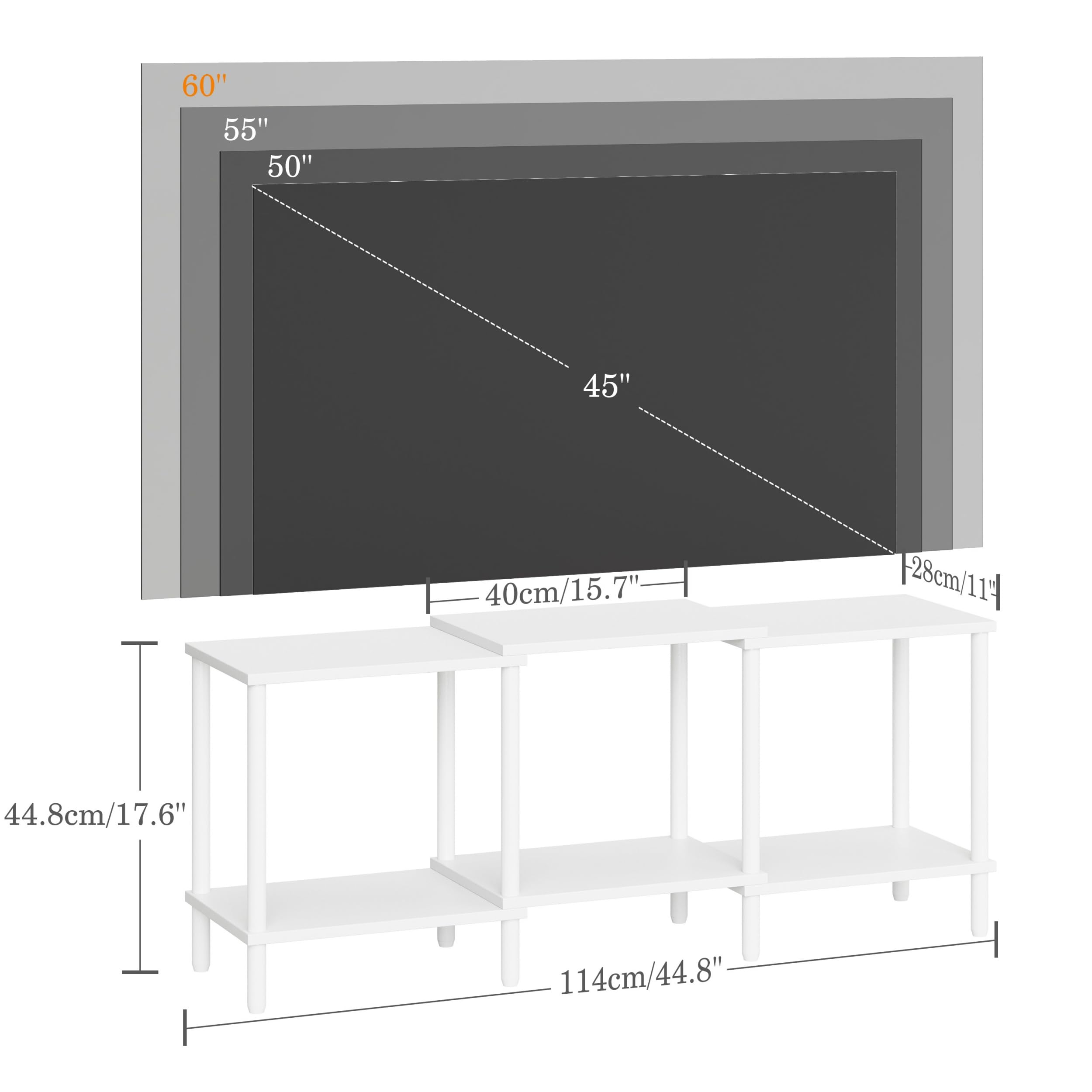 Mueble TV Muebles de Salon Mesa TV de Madera con 2 Niveles de Estantes Abiertos para Sala de Estar y Dormitorio Blanco LTS107W