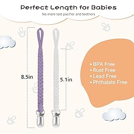 POKIPAW Pacifier Clip for Boys and Girls 6 Pack Baby Pacifier Holder Leash 100% Handmade Braided Fits All Pacifiers & Teething Toys Modern Unisex Baby Gift (Charming Pastels)