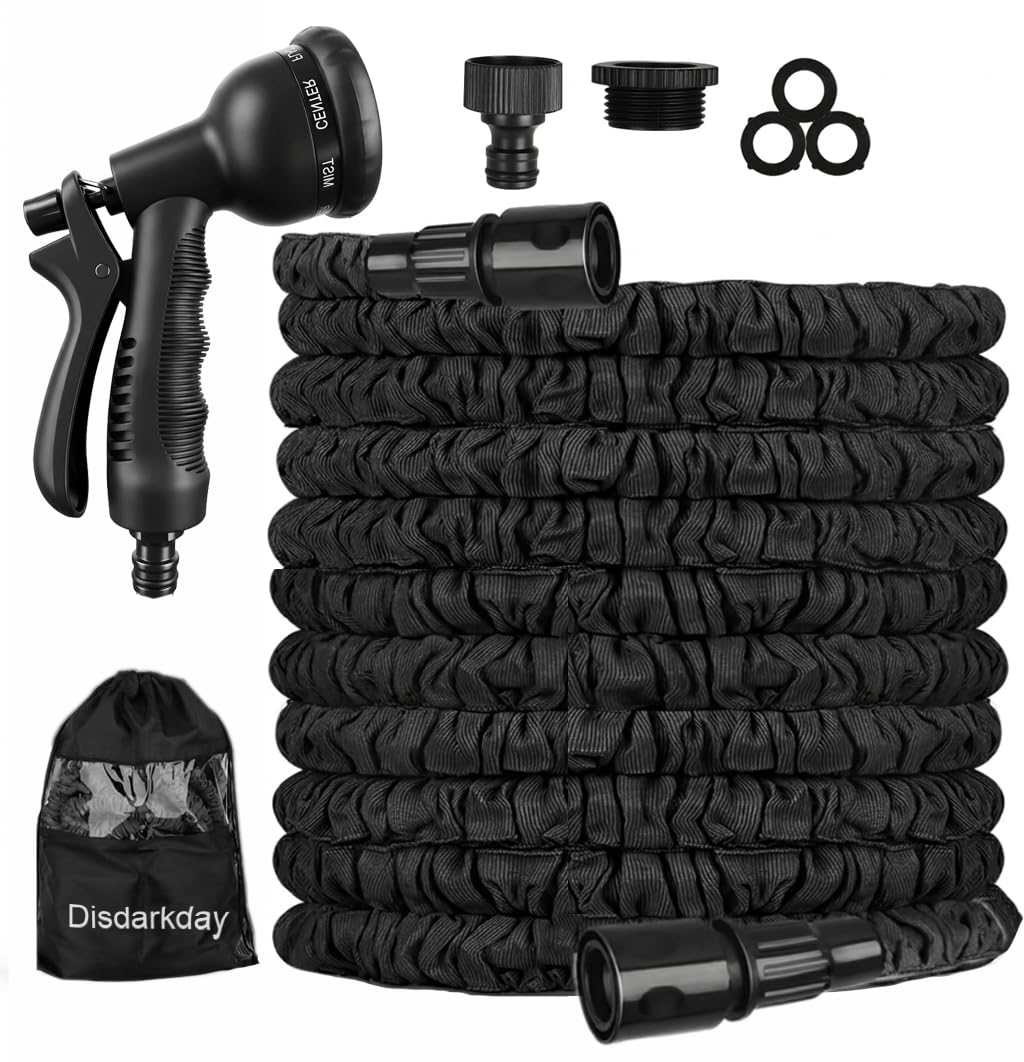 Gartenschlauch Flexibel 30M | Dehnbarer Wasserschlauch Anti-Knick | Mit 8-Modi Spritzpistole, 1/2" und 3/4" Schnellkupplungen | Flex-Schlauch für Garten & Terrasse