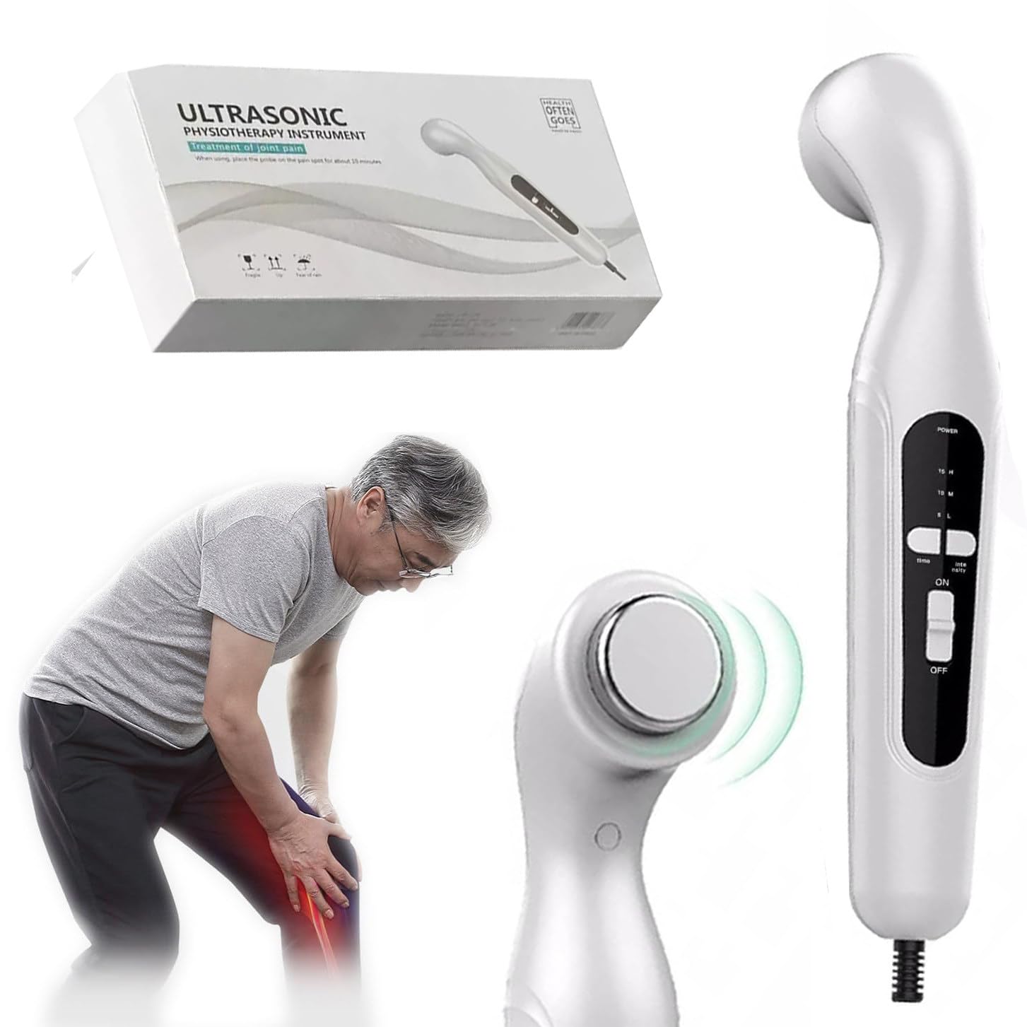 Genérico Ultrasonido Fisioterapia/masajeador Muscular para aliviar el Dolor de Cintura y Cuerpo, Ajustable de 5 a 15 Minutos/área efectiva de 3,0 W/c㎡/4c㎡ - Compresa Caliente a Temperatura Constante