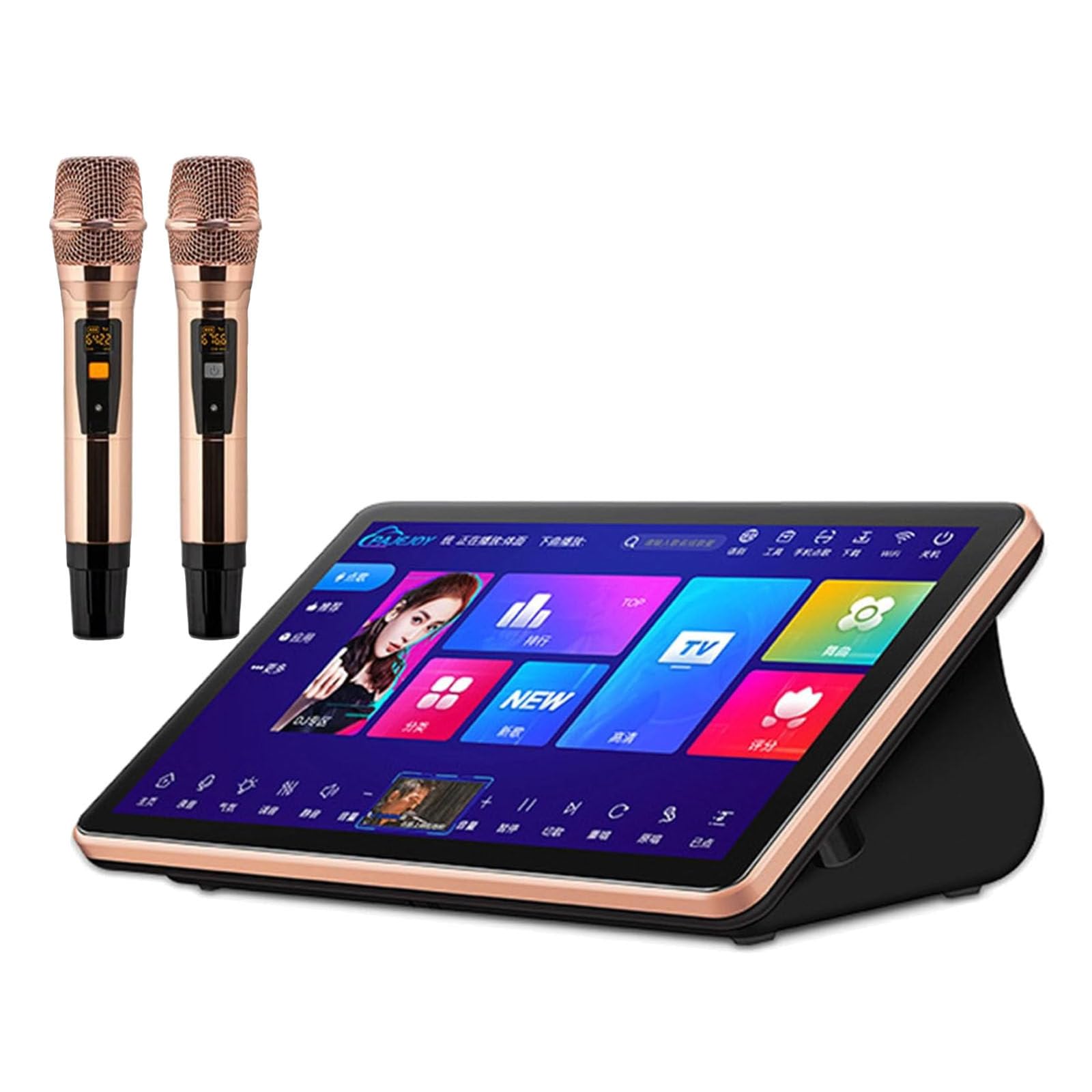 Macchina per karaoke touch screen intelligente, riproduzione karaoke, dotata di microfono wireless professionale, aggiornamenti cloud per scaricare brani,4TB-Black