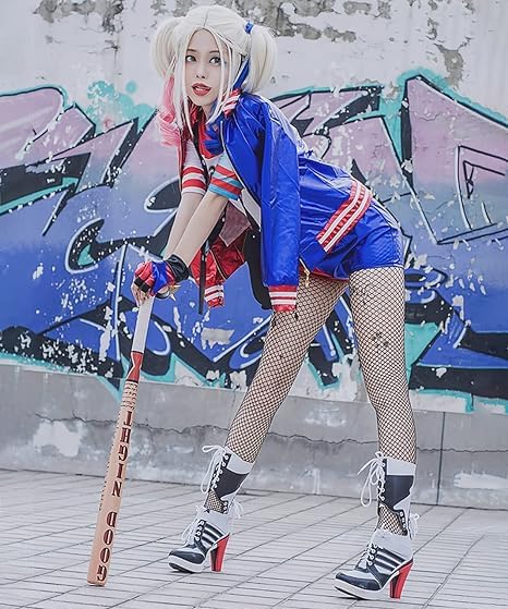 Amazon.co.jp: 【Sanjucos】 ウィッグ付き ハーレイ・クイン コスプレ  