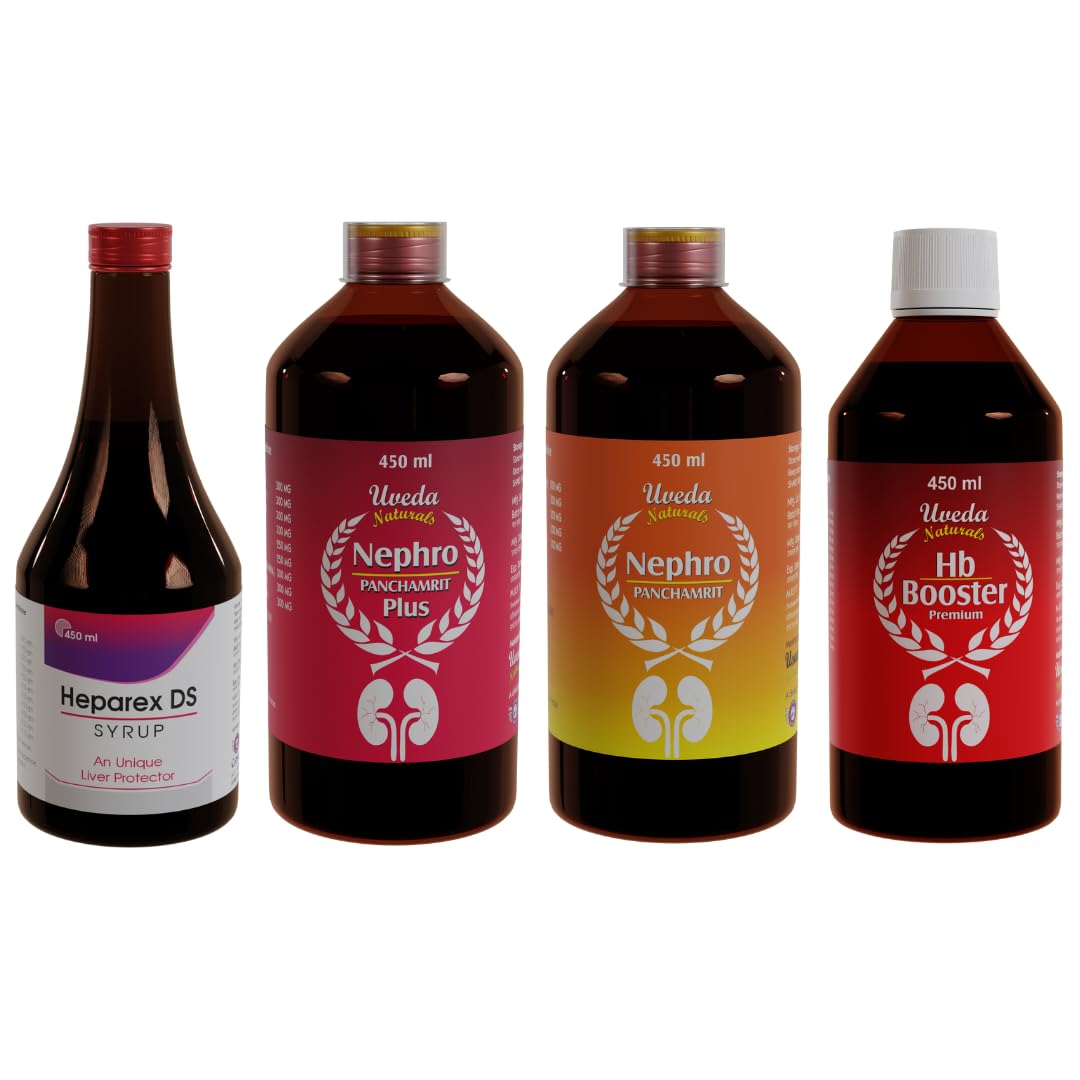 Uveda Naturals 15 days combo Heparex DS 450ml | Hb Booster 450ml | Nephro panchamrit and Nephro panchamrit plus (B0CT8919HF) Amazon Price History, Amazon Price Tracker
