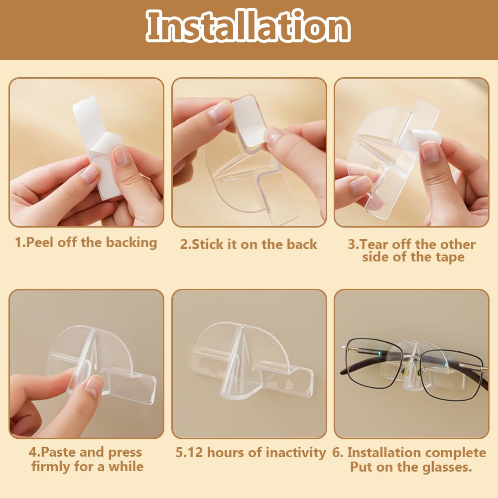 CPJJ 8 Organiseurs Muraux Adhésifs Pour Lunettes De Soleil - Supports Lunettes Avec 8 Autocollants Transparents