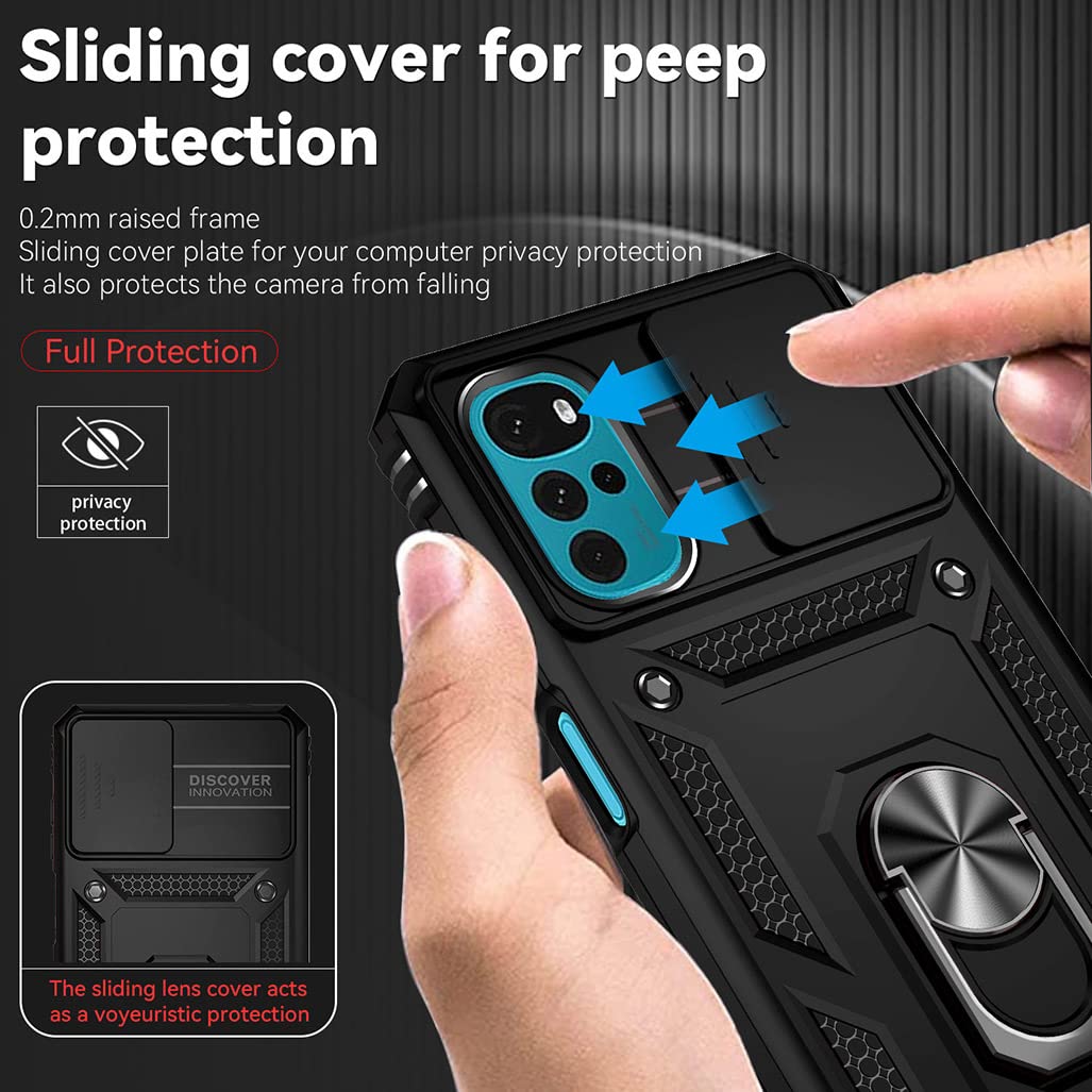 RMSOL Cover Per Motorola Moto G22 Con Supporto Magnetico E Anello 360° – Custodia Antiurto Rossa