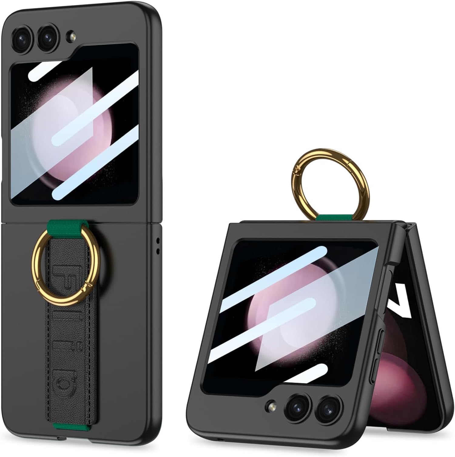 Kapa Shockproof Band Protective Back Cover for Flip6 / Z Flip 6 | Wrist Strap Ring Kickstand Inbuilt Screen Tempered Glass Case (Black) (B0D9QSFWNS) Amazon Price History, Amazon Price Tracker