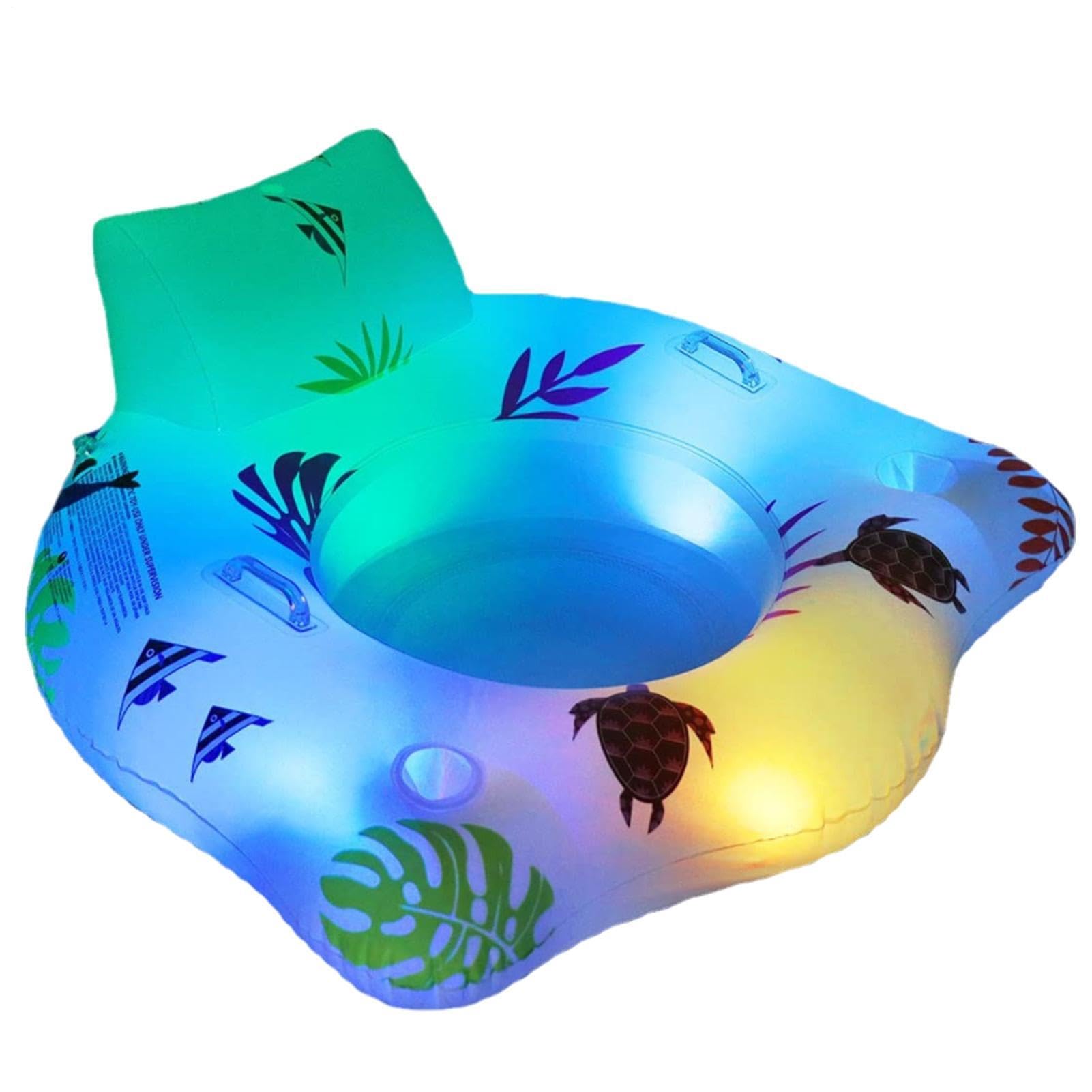 Flotteurs de Piscine Adultes, Flotteur de Piscine Gonflable Hamac Flottant | Chaise longue de piscine gonflable pour adulte, radeau de salon flottant avec lumières changeantes de couleur,