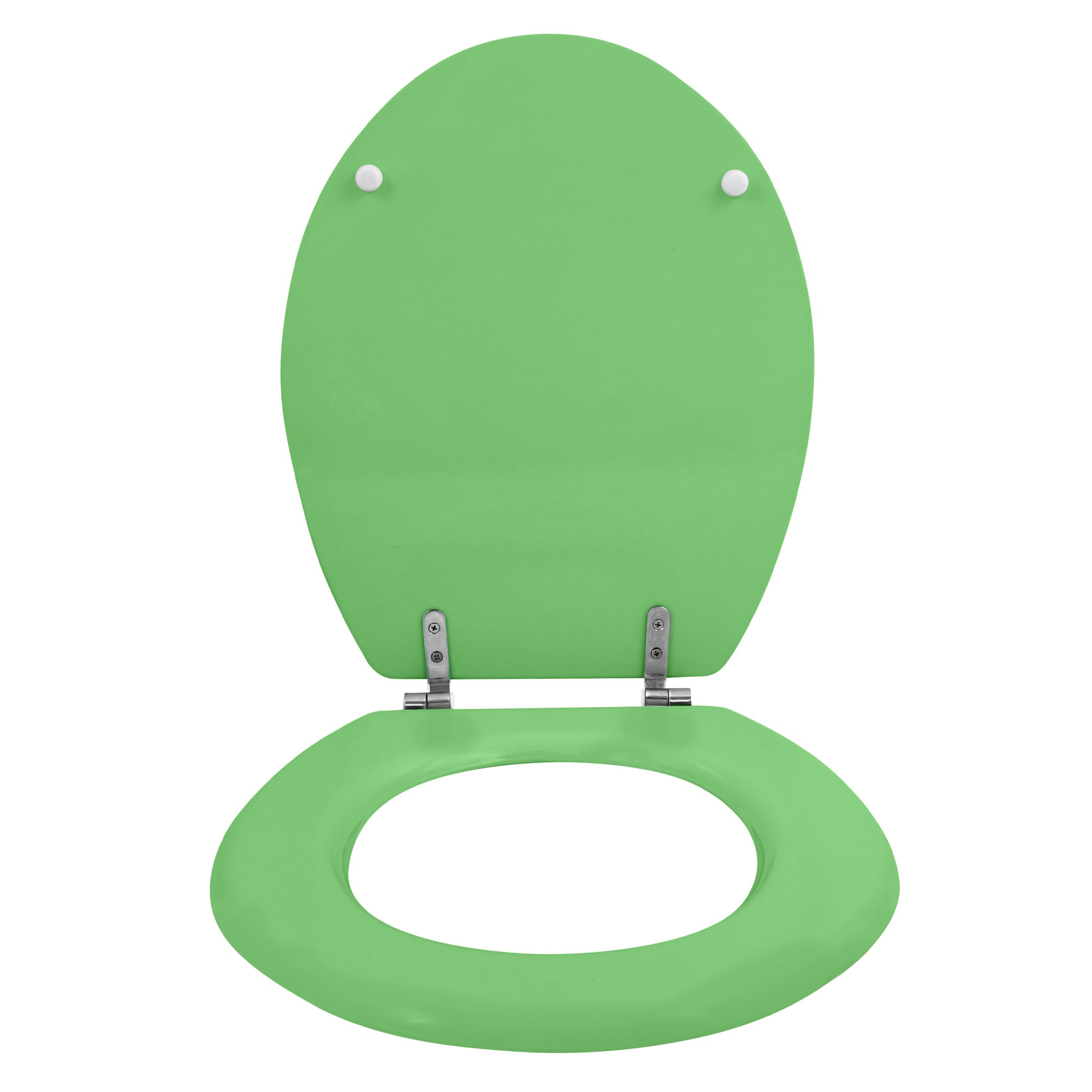 MSV - Abattant WC MDF CLÉO - Charnières en INOX - Tampons Amortisseurs - Ø 370 x 450 mm - Couleur Vert Basile Mat - Finition Élégante - Confort et Praticité pour Salle de Bain