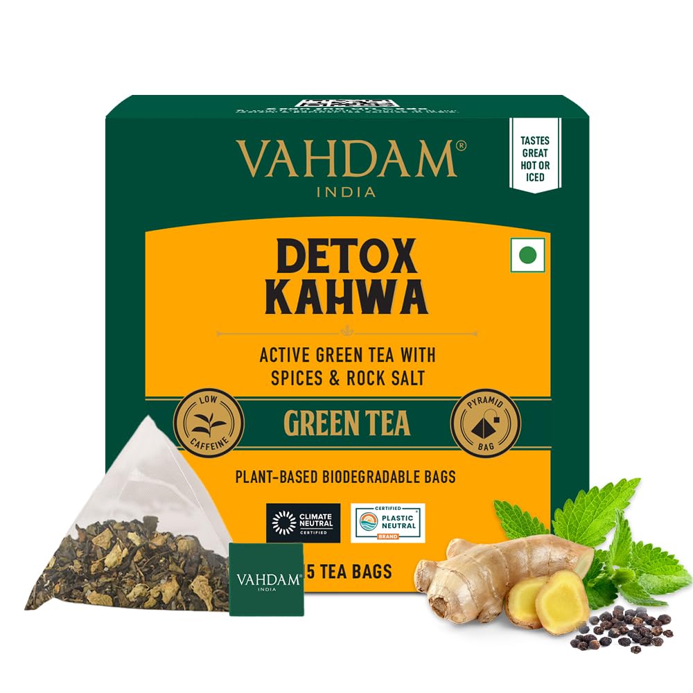 VAHDAM, Detox Kahwa Green Tea- 15 TBs | Real Ingredients (Black Pepper, Tulsi, Ginger, Clove, and Green Tea) | (B08GG41KM7) Amazon Price History, Amazon Price Tracker
