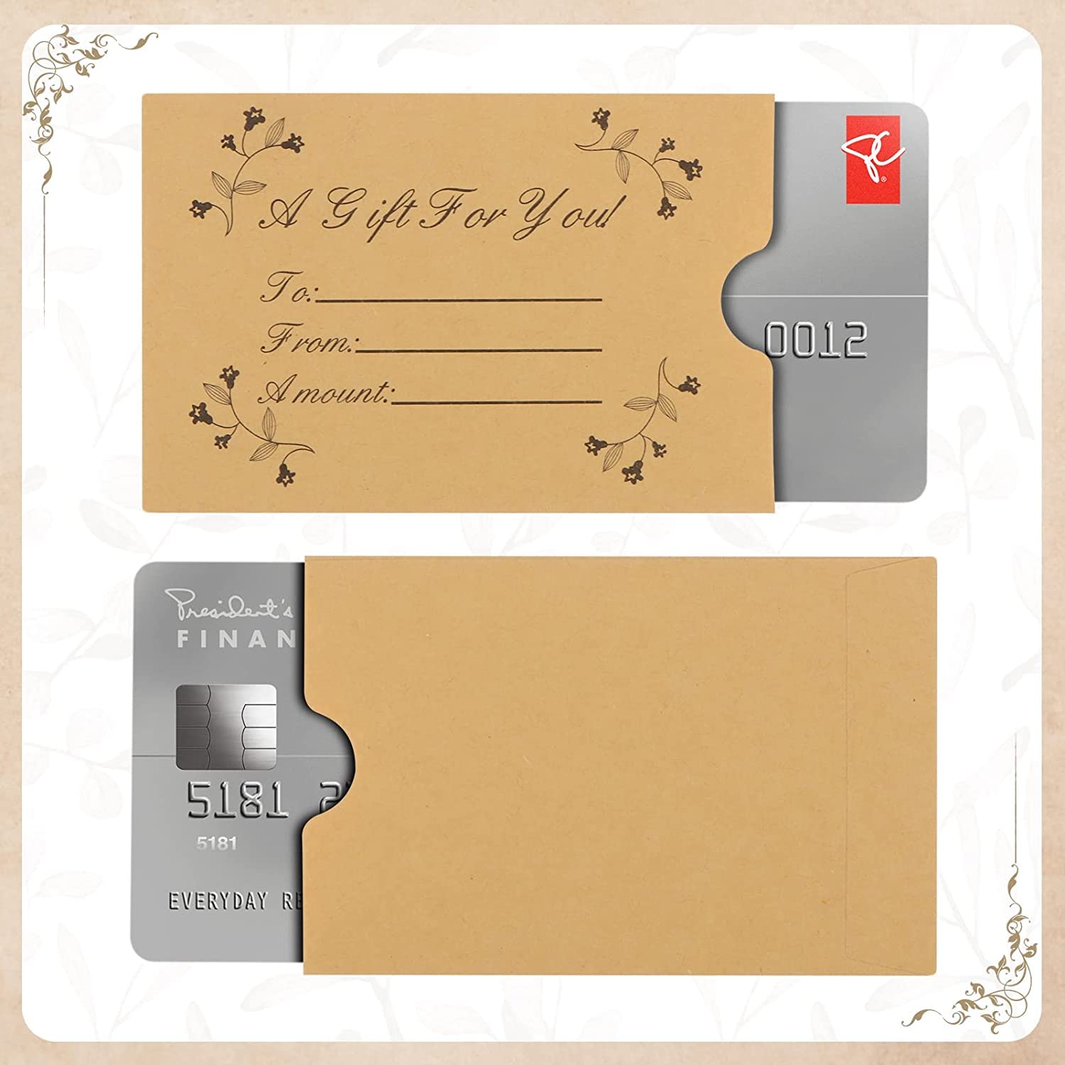 Paquete de 500 fundas para tarjetas de regalo, sobres de papel kraft para regalos y llaves de hotel, protector de tarjetas de crédito de negocios, 3.54 x 2.36 pulgadas