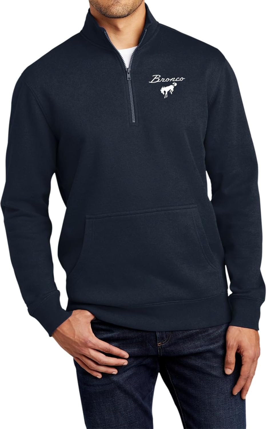 Ford Bronco Chest Print 1/4 Zip Fleece Sweatshirt