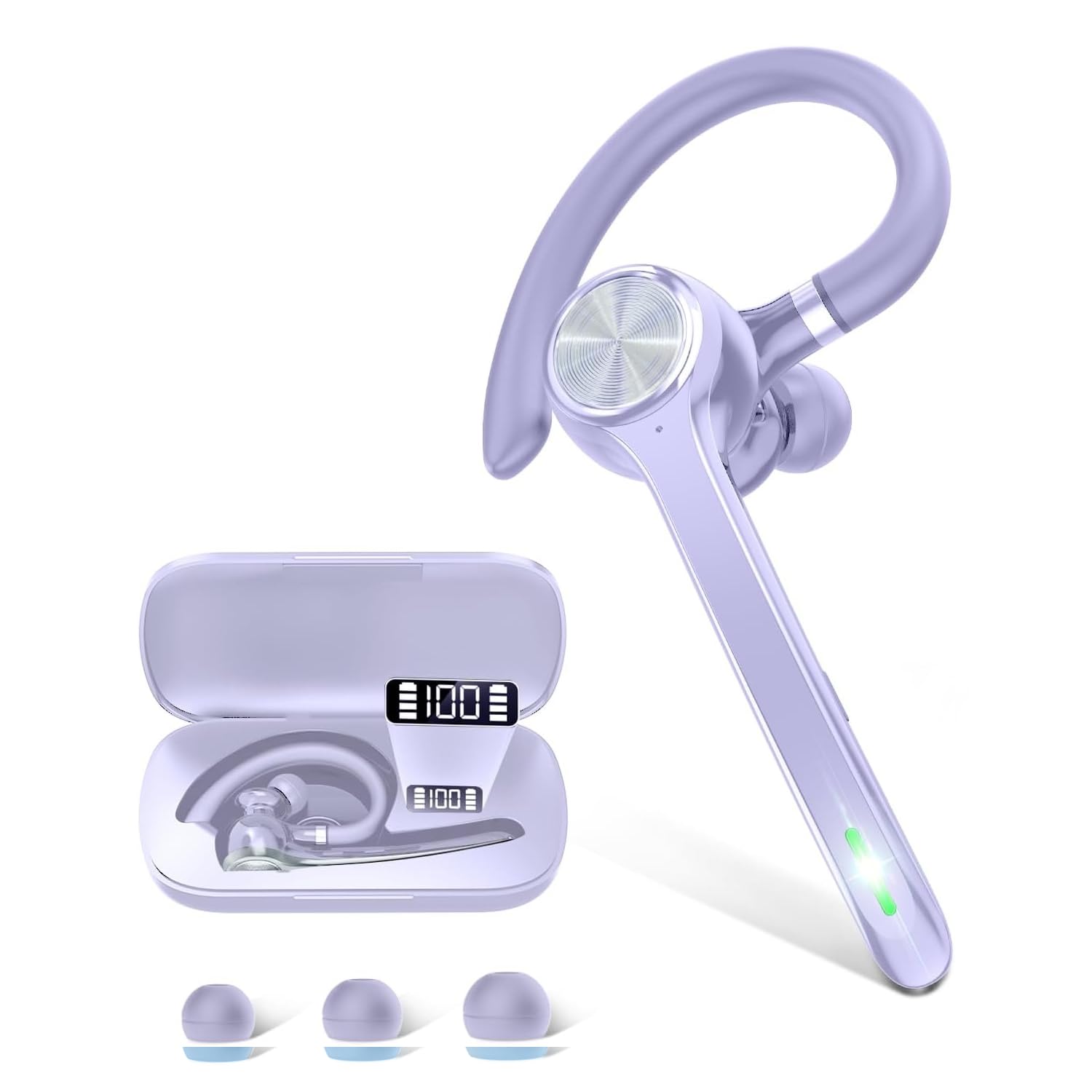 wireless bluetooth headset v5.1 in violet with microphone