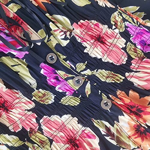 Image of OSTOO Women's 2026 Summer Boho Floral Print Tiered Casual Flowy Long Maxi Dress