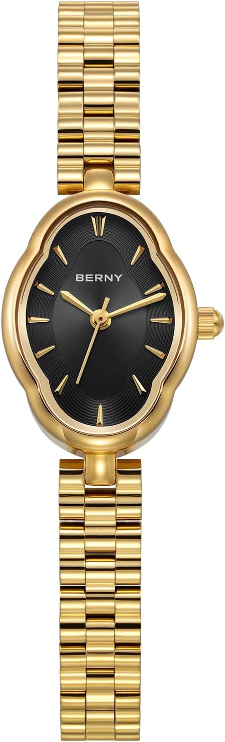 BERNY Gold Watches for Women Dainty Ladies Quartz Watch Vintage Copper Mirrors Shape Japanese Quartz Movement 3ATM Waterproof Fashion Female Wrist Watch Luxury Birthday Gifts - Image 8