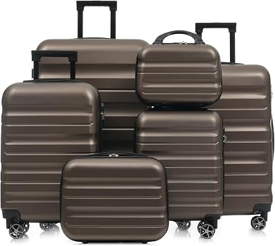 Geelife 6-Piece ABS Hardshell Luggage Set - Lightweight & Suitcases with Spinner Wheels, Carry-On & Check-In Sizes for Travel & Business