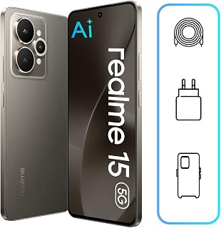 Realme 15 5G Smartphone (12GB RAM, 256GB Storage) | 6.8" 144Hz OLED Display | 50MP OIS Camera | Dimensity 7300+ | 7000mAh Battery | 80W Fast Charging | Android 15 | IP68/IP69 (Suit Titanium)