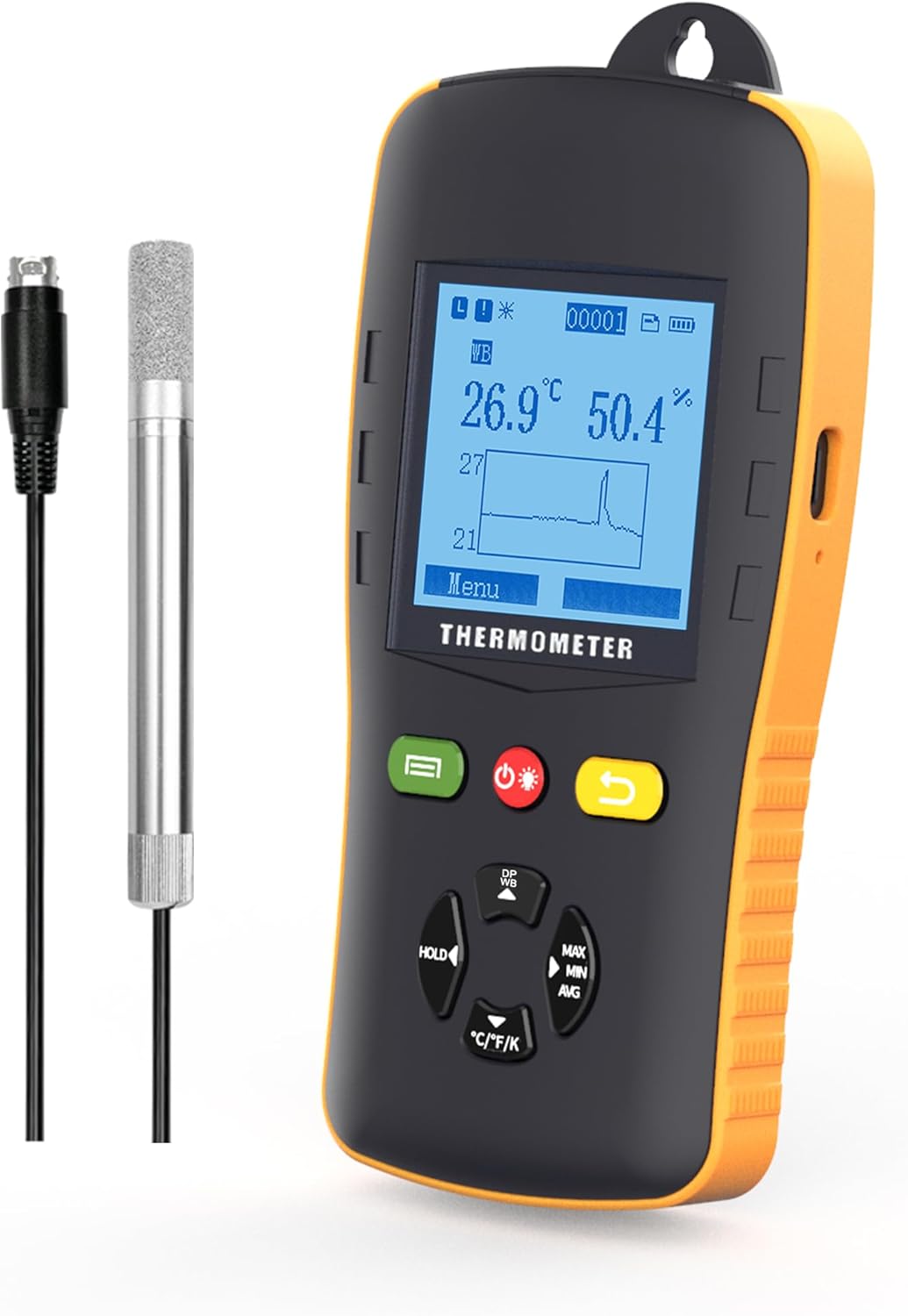 Tzone Temperature Humidity Data Logger with Dew Point and Wet Bulb, Digital Temp Recorder USB with Probe, Humidity Meter with Alarm Industrial RH Thermometer Recording for Lab HVAC Greenhouse Freezer