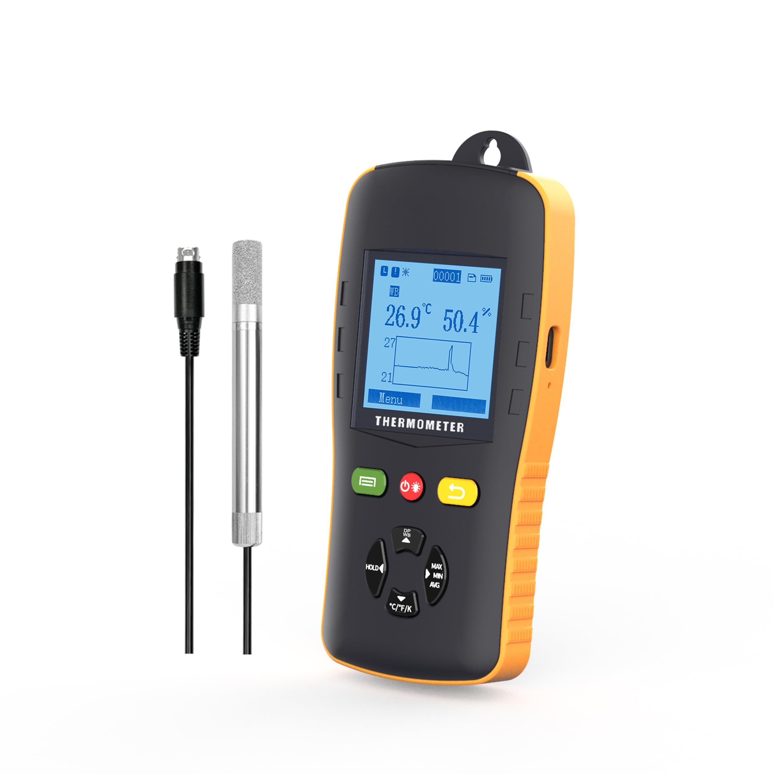 Tzone Temperature Humidity Data Logger with Dew Point and Wet Bulb, Digital Temp Recorder USB with Probe, Humidity Meter with Alarm Industrial RH Thermometer Recording for Lab HVAC Greenhouse Freezer