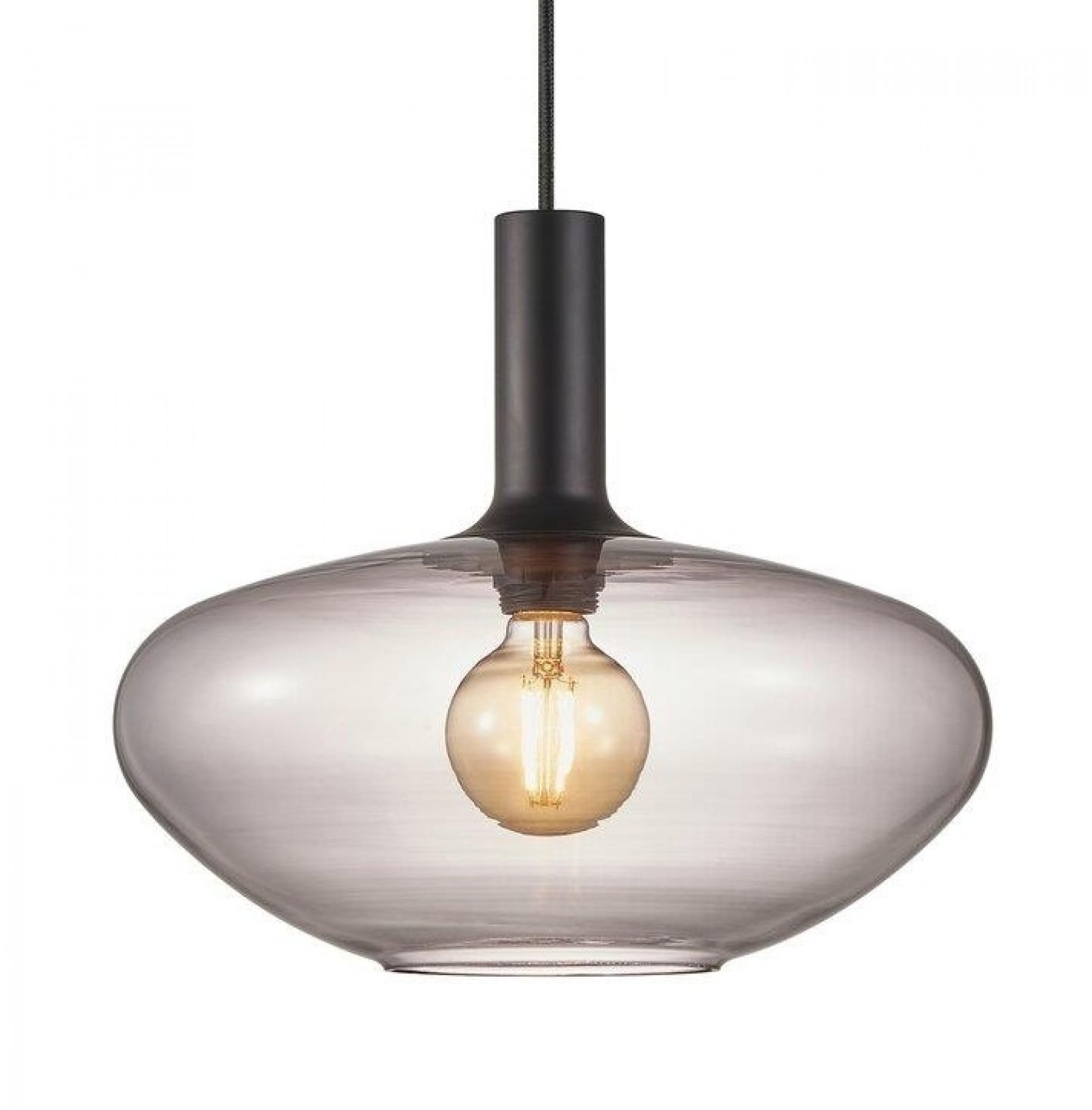 Nordlux Black Alton Indoor Pendant Light Glass E27 Hand Blown - Kitchen, Bedroom, Living Room Mains Powered, Ip20