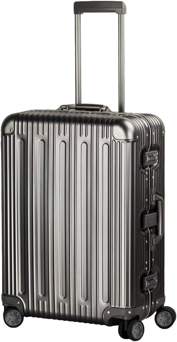 All Aluminum Luggage Zipperless Hard Shell Suitcase with TSA Lock Spinner Wheels Lightweight Metal Alloy Suitcases (Grey, 24 inch)