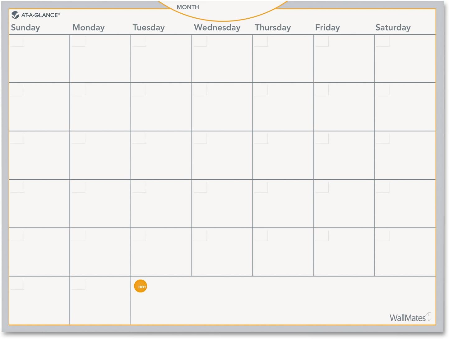 AT-A-GLANCE AW502028 WallMates Self-Adhesive Dry Erase Monthly Planning Surface, 24 x 18