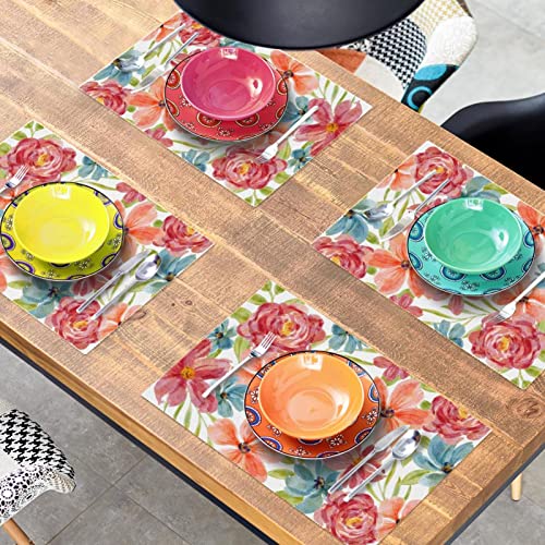 Sets de table imperméables et résistants à la chaleur fleurs rouges x4 - 8