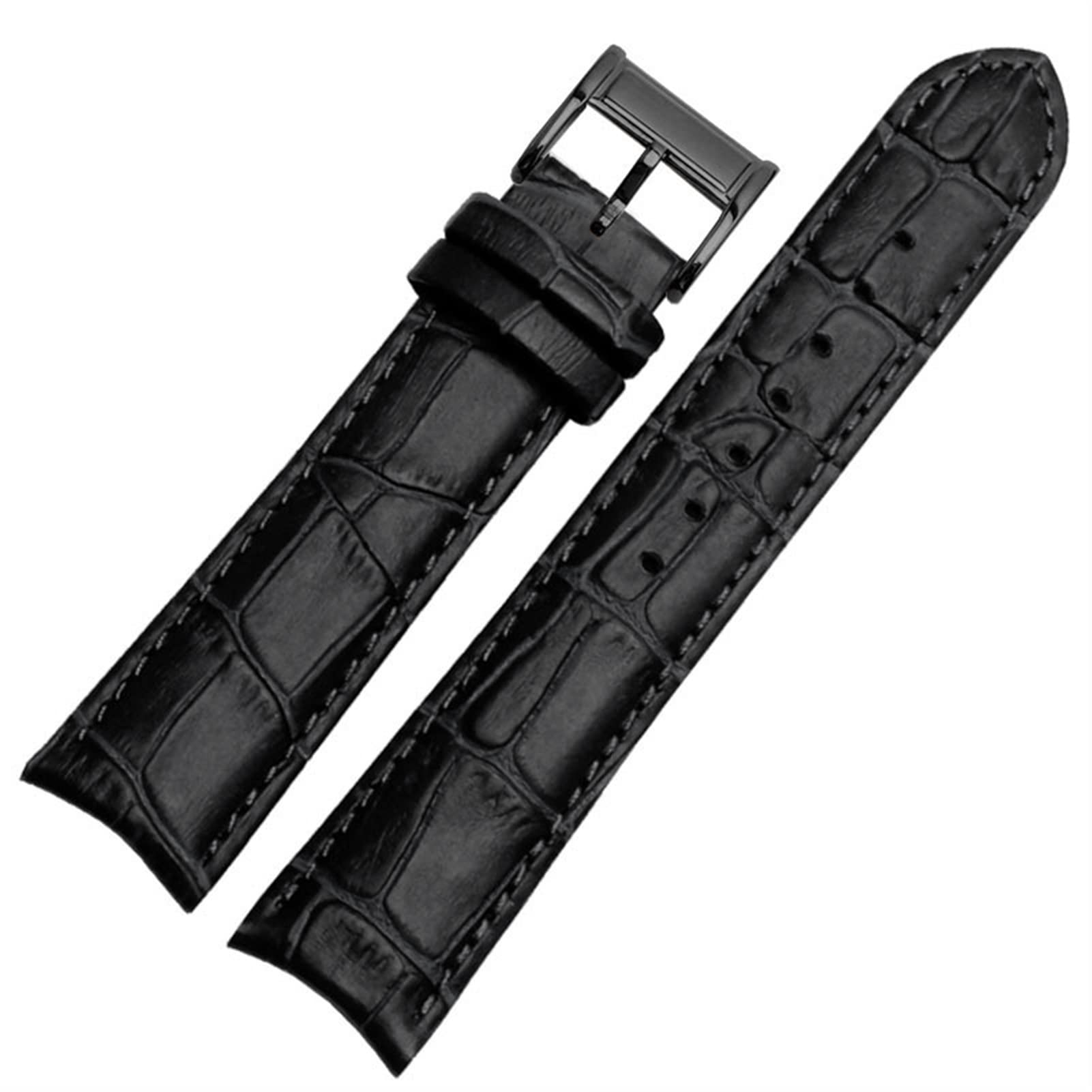 Bracelet 20mm en cuir véritable pour Citizen et Seiko avec bout incurvé noir
