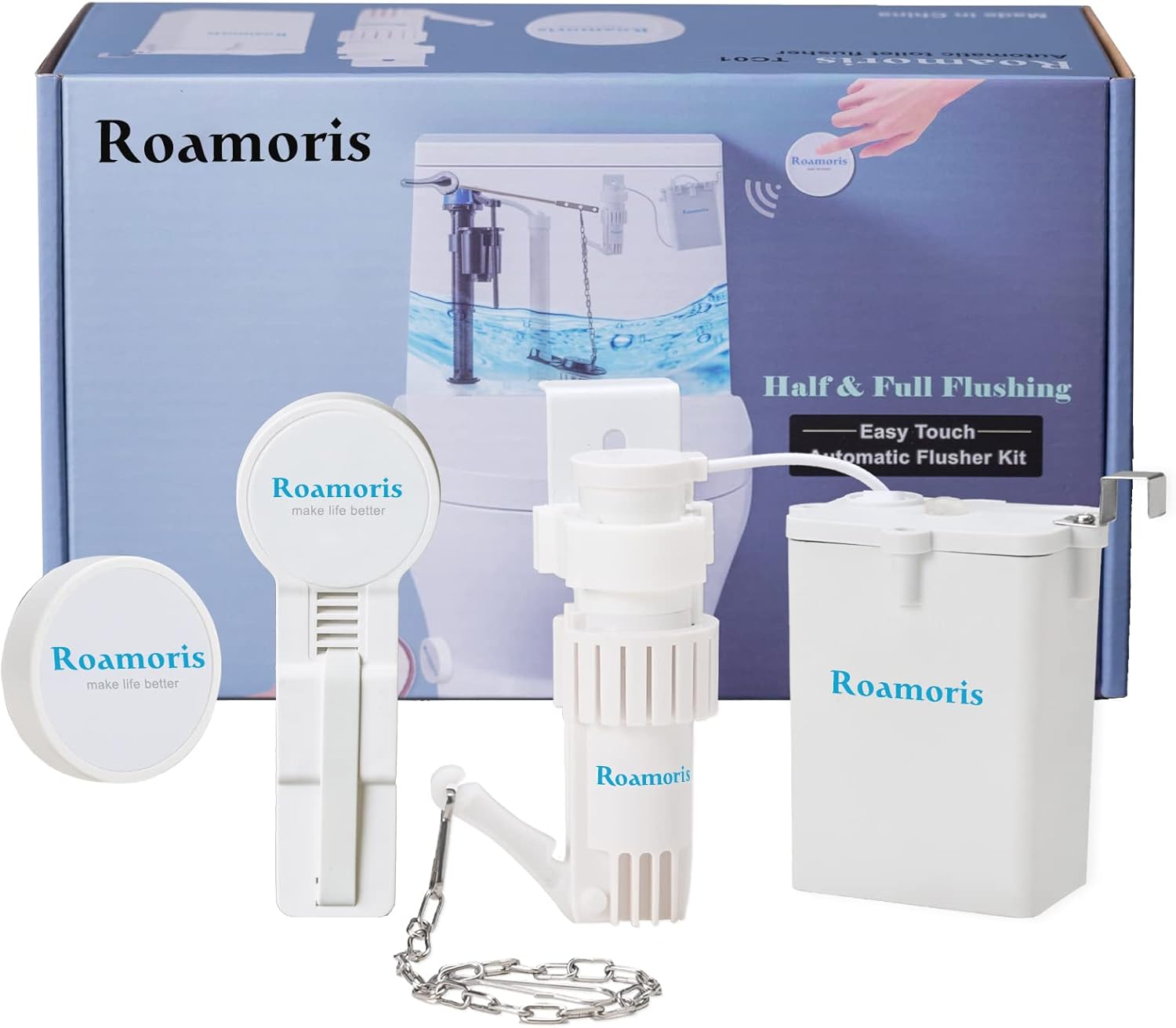 Roamoris Automatic Toilet Flusher,Flush Valve WaterSaving,Half and