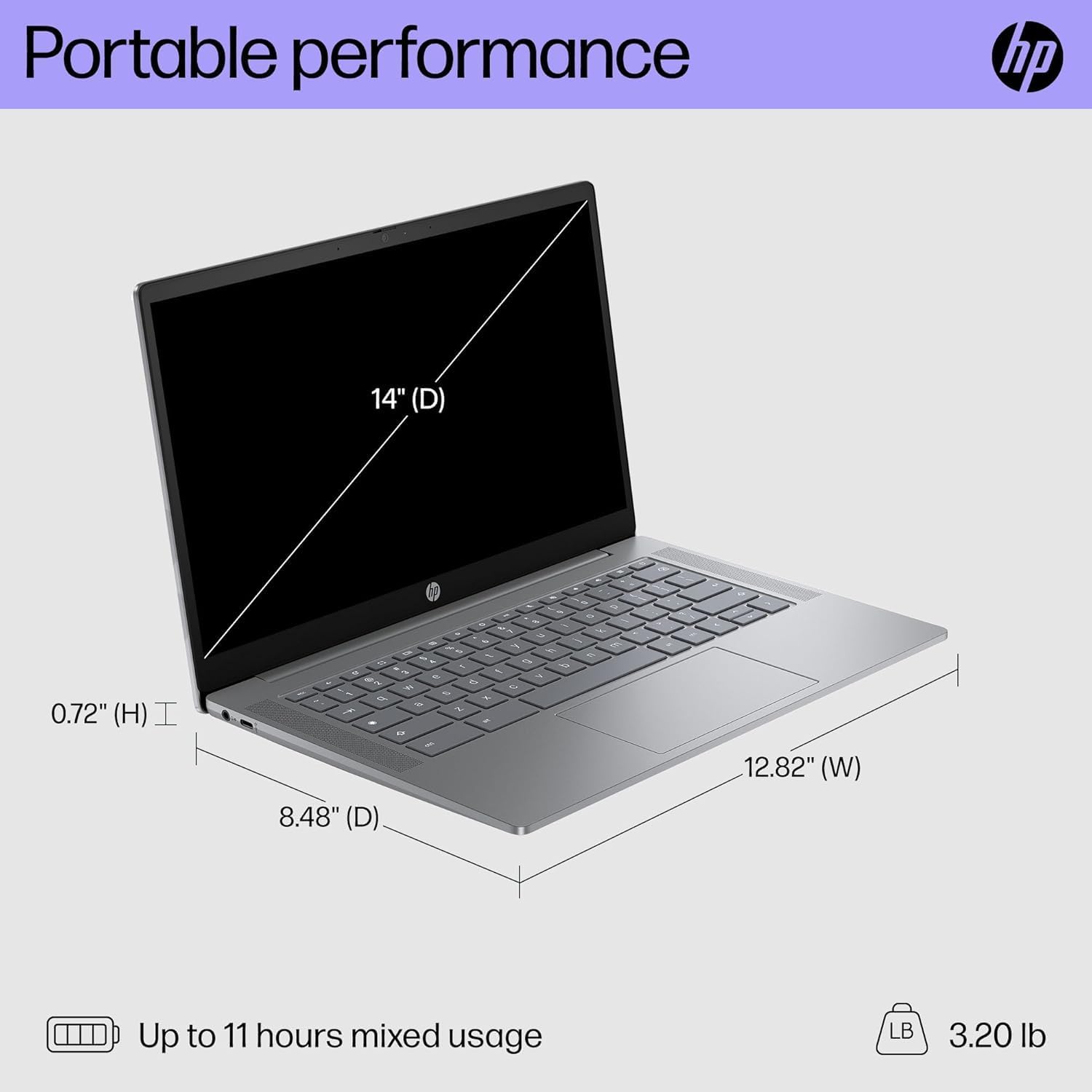 HP Chromebook Plus 14 Laptop (14" FHD Touchscreen, Intel Core i3-N305, 8GB DDR5 RAM, 256GB UFS), 1080p Webcam, Backlit Keyboard, Fast Charge, Wi-Fi 6, Chrome OS w/Wireless Mouse & Protective Sleeve